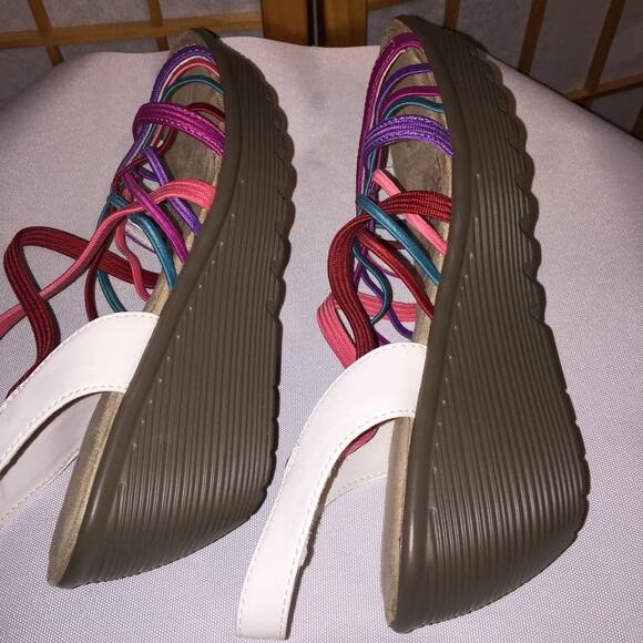 Skechers Sandals Women Parallel Crossed Wires Strappy Multicolor Wedge Heel READ - Picture 5 of 10